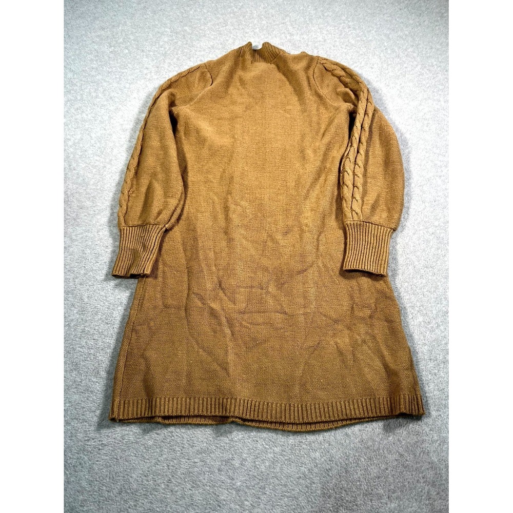 Adrienne Vittadini Sweater Dress Womens Large Brown Acrylic Cable Knit Mock Neck - Picture 7 of 7